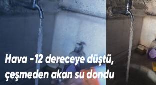 Akan muslukta 50 santimetre buz sarkıtı oluştu