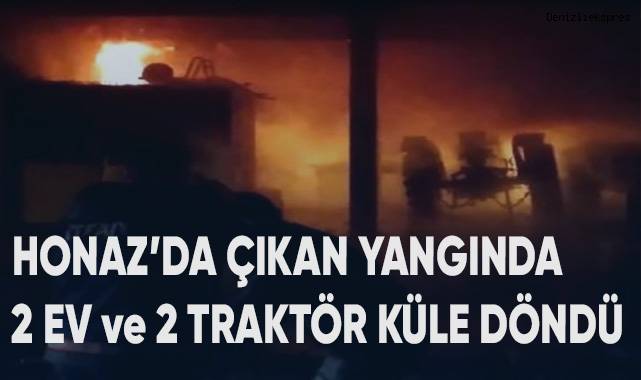 Elektrik kontağından çıkan yangında 2 ev ve 2 traktör küle döndü