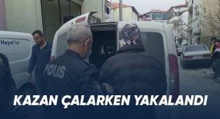 Kazan çalarken yakalandı