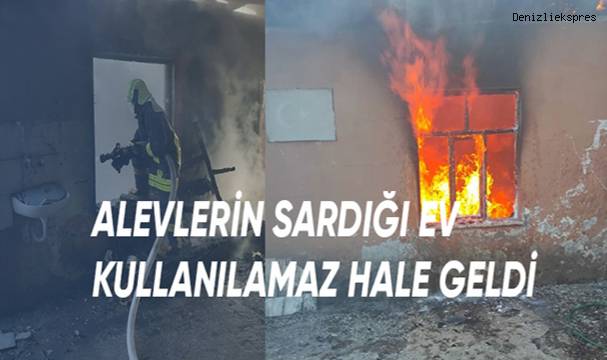 Alevlerin sardığı ev kullanılamaz hale geldi