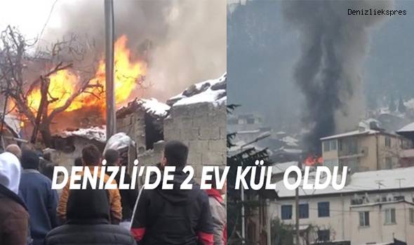 Alevlerin yükseldiği 2 ev küle döndü