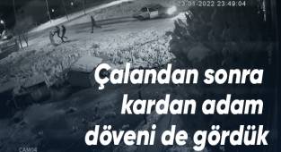 Çalandan sonra kardan adamı dövenler de kameraya yakalandı