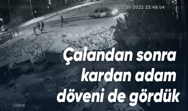 Çalandan sonra kardan adamı dövenler de kameraya yakalandı