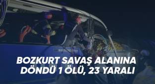 Yolcu otobüsü limon yüklü tıra arkadan çarptı; 1 ölü, 23 yaralı