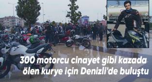 300 motorcu cinayet gibi kazada ölen kurye için Denizli'de buluştu
