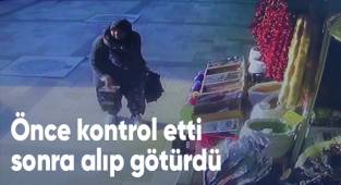 Aktardan yağ tenekesi çalan yaşlı kadın kameralara yakalandı