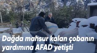 Dağda mahsur kalan çobanın yardımına AFAD yetişti