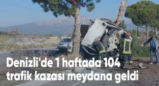 Denizli'de 1 haftada 104 trafik kazası meydana geldi