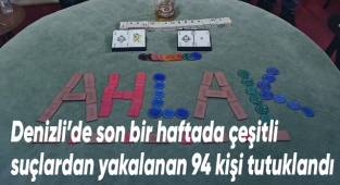 Denizli’de son bir haftada çeşitli suçlardan yakalanan 94 kişi tutuklandı
