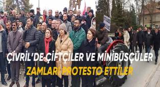 Çivril'de çiftçiler ve minibüsçüler zamları protesto ettiler