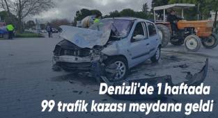Denizli'de 1 haftada 99 trafik kazası meydana geldi