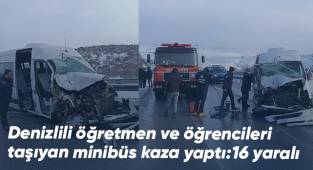 Denizlili öğretmen ve öğrencileri taşıyan minibüs, Eskişehir’de kaza yaptı; 16 yaralı