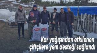 Kar yağışından etkilenen çiftçilere yem desteği sağlandı