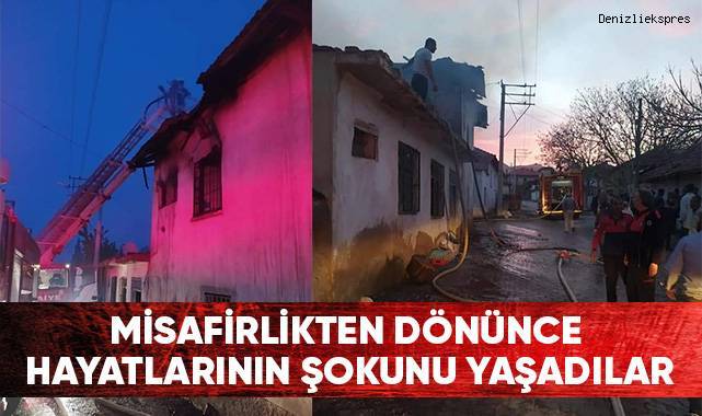 Çal İlçesi'nde çıkan yangında ev kullanılmaz hale geldi