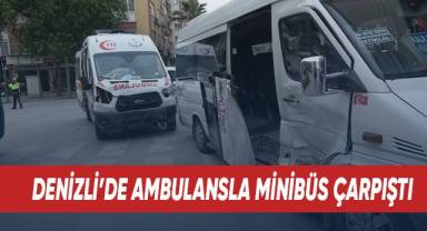 Hasta taşıyan ambulans dolmuşla çarpıştı; 2 yaralı