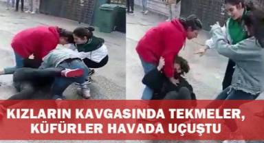 Kızların küfürlü tartışması saç baş kavgaya dönüştü