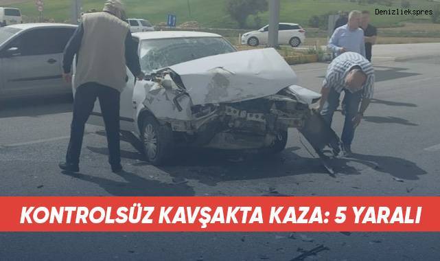 Otomobil kontrolsüz şekilde kavşağa giren kamyona çarptı: 5 yaralı