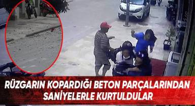 Yola düşen beton parçalarının oluşturduğu korku dolu anlar kamerada