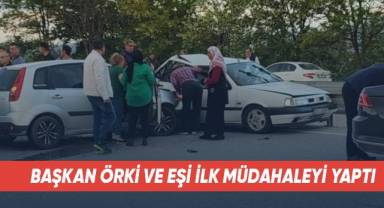 Zincirleme kazaya ilk müdahaleyi Örki çifti yaptı