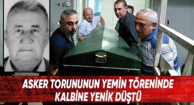 Asker torununun yemin töreninde kalbine yenik düştü