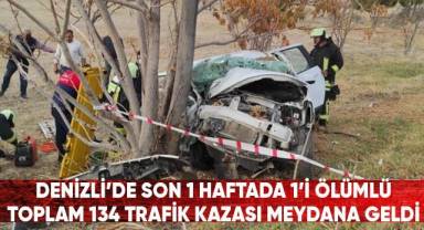 Denizli'de son bir haftada 1’i ölümlü toplam 134 trafik kazası meydana geldi