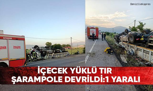 İçecek yüklü tır şarampole devrildi: 1 yaralı