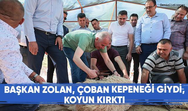 Başkan Zolan çoban kepeneği giydi, koyun kırktı