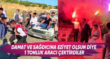 Damat ve sağdıcına eziyet olsun diye 1 tonluk aracı çektirdiler