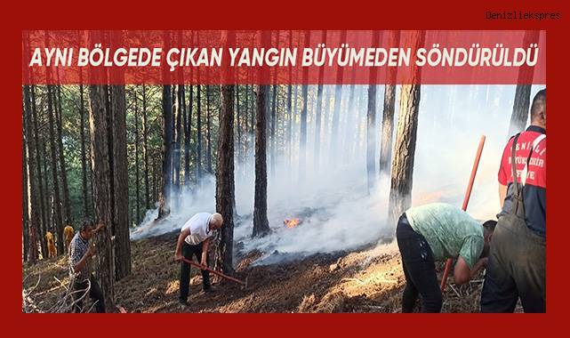 Denizli’de 2 gün önce söndürülen yangın tekrar alevlendi