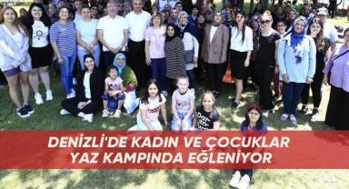 Denizli'de kadın ve çocuklar yaz kampında eğleniyor