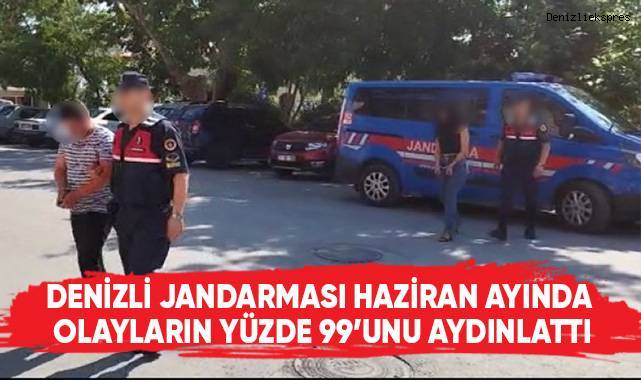 Denizli jandarması Haziran ayında olayların yüzde 99’unu aydınlattı
