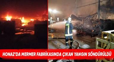 Honaz’da mermer fabrikasında çıkan yangın söndürüldü