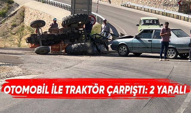 Otomobil ile traktör çarpıştı: 2 yaralı