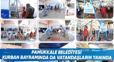 Pamukkale’de vatandaşlar kurbanlarını sağlıklı bir ortamda kesim yaptı