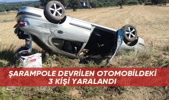 Şarampole devrilen otomobildeki 3 kişi yaralandı