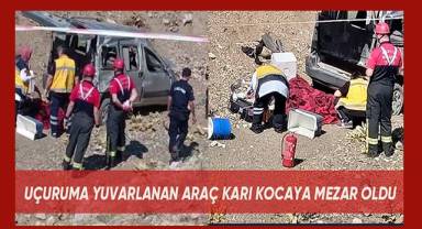 Uçuruma yuvarlanan araç karı kocaya mezar oldu