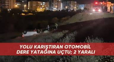 Yolu karıştıran otomobil dere yatağına uçtu; 2 yaralı