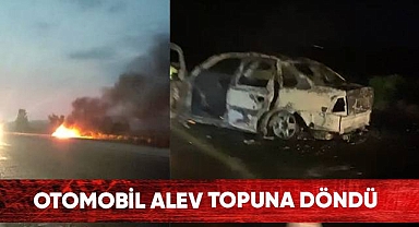 Buldan'da otomobil alev topuna döndü