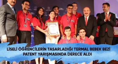 LİSELİ ÖĞRENCİLERİN TASARLADIĞI TERMAL BEBEK BEZİ PATENT YARIŞMASINDA DERECE ALDI