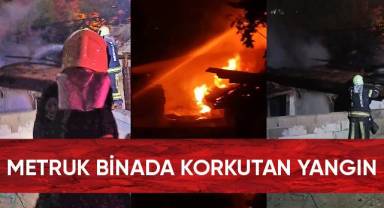 Metruk binada korkutan yangın