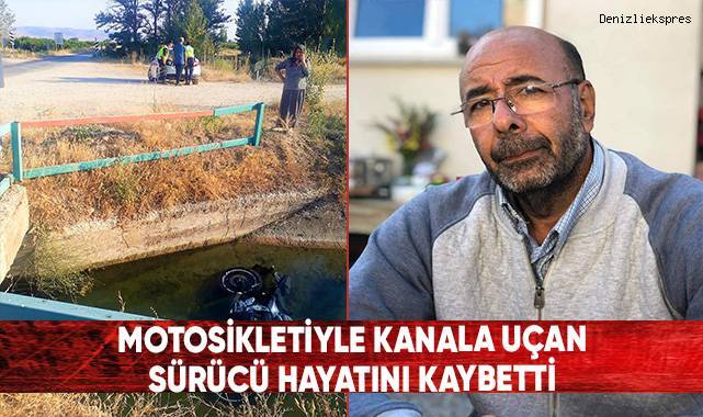 Motosikletiyle kanala uçan sürücü hayatını kaybetti