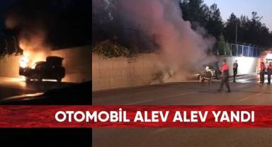 Otomobil alev alev yandı