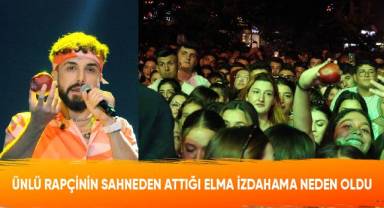 Ünlü rapçinin sahneden attığı elma izdihama neden oldu