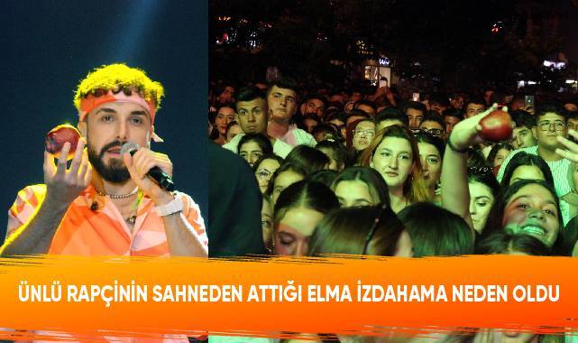 Ünlü rapçinin sahneden attığı elma izdihama neden oldu