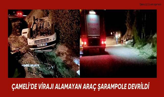 Virajı alamayan otomobil şarampole devrildi