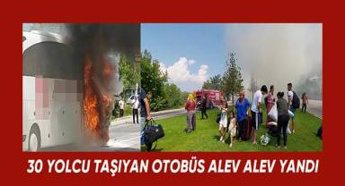 Yanarken patlama seslerinin geldiği yolcu otobüsü, korku dolu anlar yaşattı