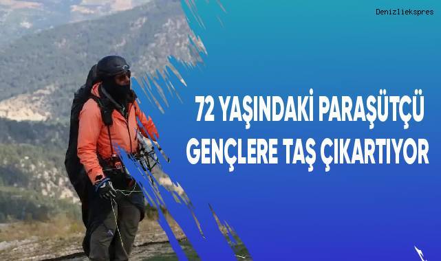 72 yaşındaki paraşütçü gençlere taş çıkartıyor