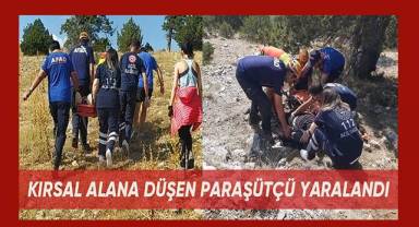Denizli'de kırsal alana düşen paraşütçü yaralandı
