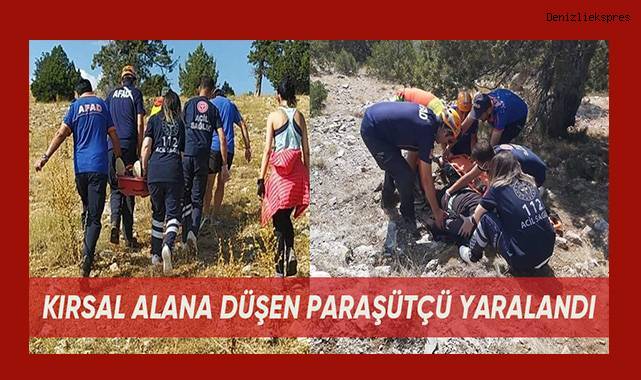 Denizli'de kırsal alana düşen paraşütçü yaralandı