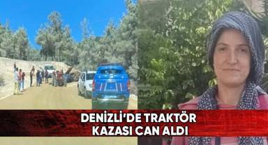 Devrilen odun yüklü traktör, karı kocayı ayırdı